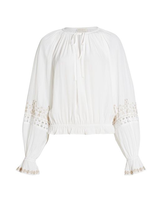 Ramy Brook Alizee Embroidered-Sleeve Blouse