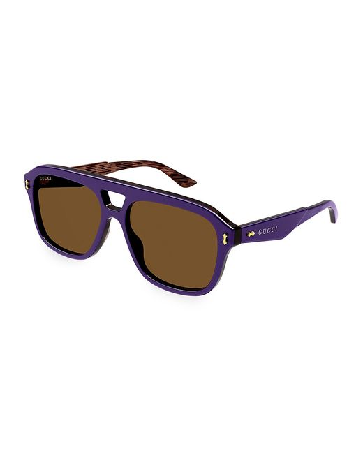 Gucci Decor 57MM Pilot Acetate Sunglasses