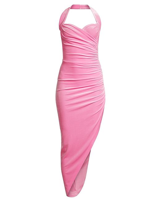 Norma Kamali Cayla Slinky Asymmetric Midi-Dress