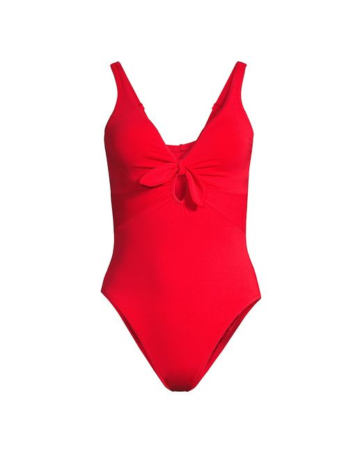 Robin Piccone Ava Plunge Bow One-Piece Swimsuit