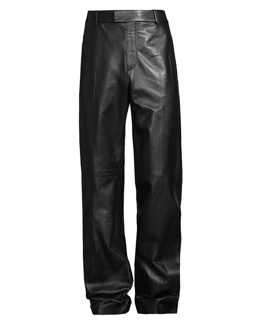 Alexander McQueen Leather Straight-Leg Trousers