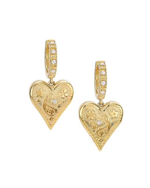Marlo Laz Desert Rising Southwestern Heart 14K 0.1 TCW Diamond Drop Earrings