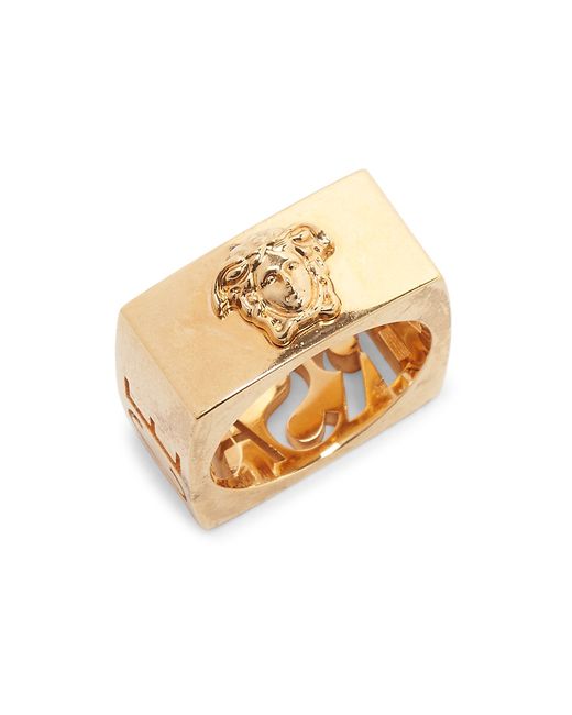 Versace Cut-Out Logo Goldtone Ring Gold