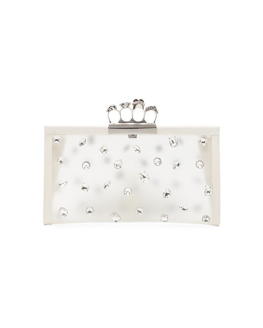 Alexander McQueen Four-Ring Embellished Flat Pouch