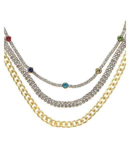 Ettika 18K Plated Glass Triple-Layered Necklace