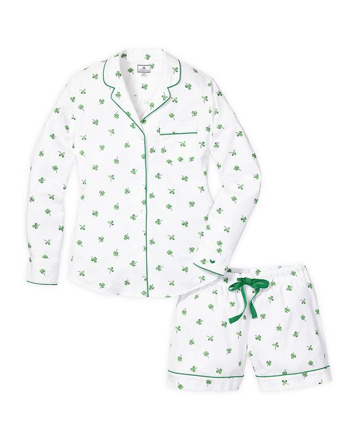 Petite Plume 2-Piece Shamrocks Long Sleeve Shorts Pajama Set