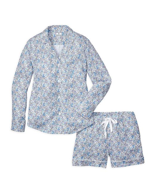 Petite Plume 2-Piece Fleur Dazur Long-Sleeve Shorts Pajama Set