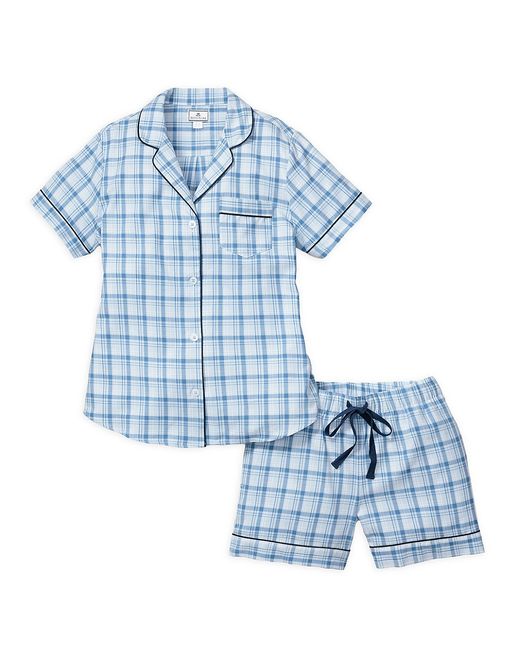 Petite Plume 2-Piece Seafarer Tartan Shorts Pajama Set