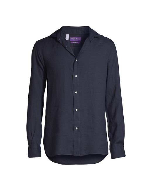 Ralph Lauren Purple Label Textured Linen Button-Front Shirt