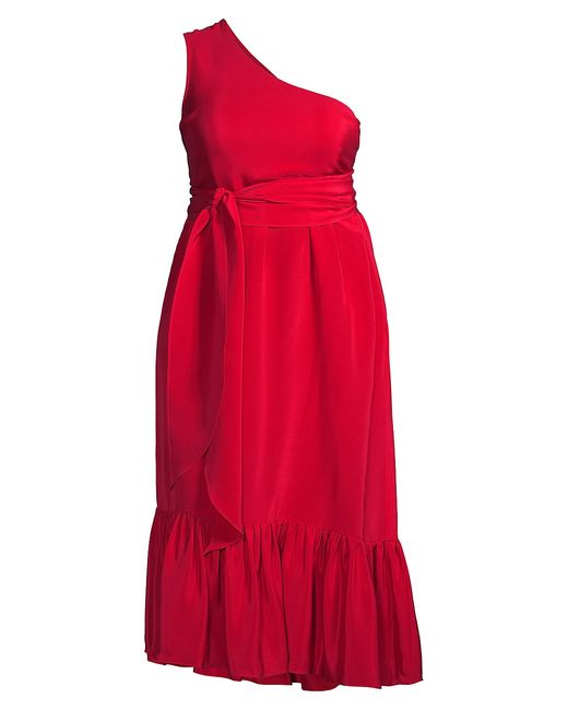 Gabriella Rossetti Fiorella Belted One-Shoulder Midi-Dress