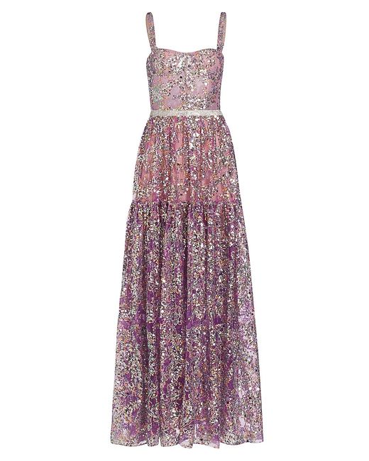 Bronx and Banco Midnight Sequin-Embroidered Gown