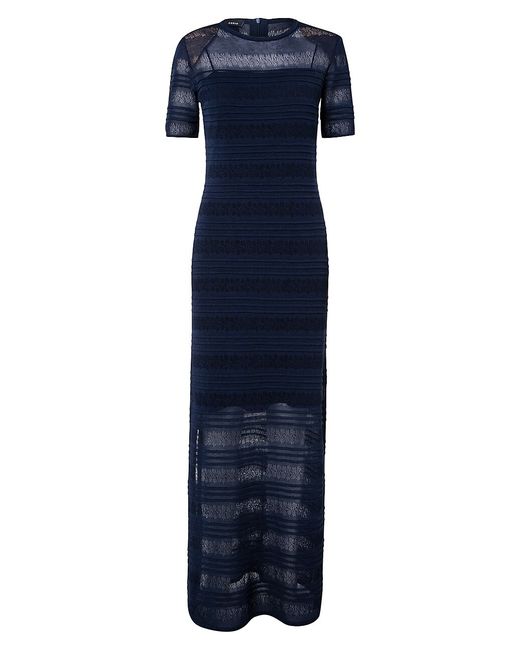 Akris Lace Horizontal Stripe Maxi Dress
