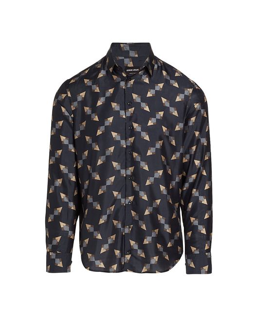 Giorgio Armani Geometric Silk Button-Up Shirt