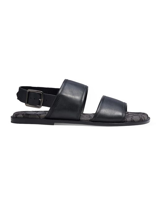 Coach 2-Strap Buckled Leather Sandals