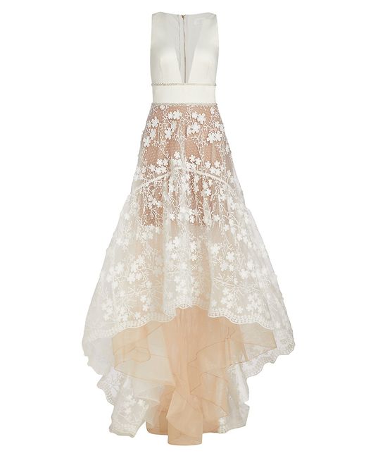 Bronx and Banco Fiona High-Low Lace Gown