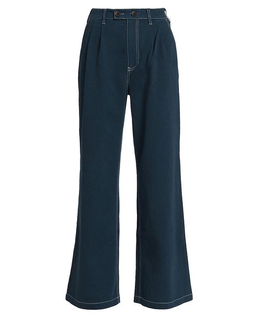 Monrow Pleated Twill Wide-Leg Trousers