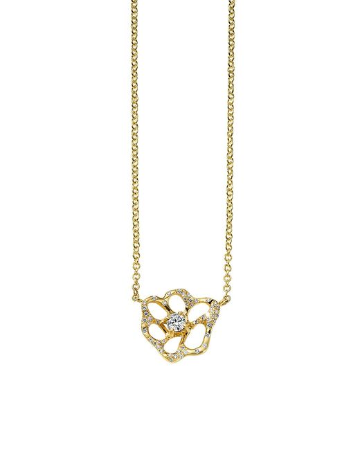 Ippolita Stardust 18K 0.15 TCW Diamond Flower Pendant Necklace