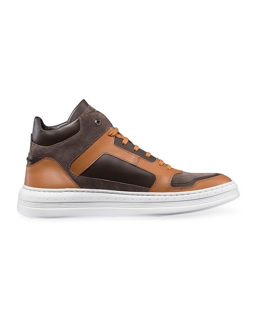 Stefano Ricci Calfskin Leather and Suede High-Top Sneakers