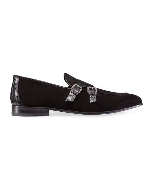Stefano Ricci Crocodile and Suede Monk Strap Shoes