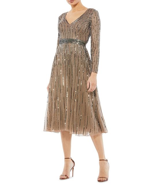 Mac Duggal Sequin Long-Sleeve Cocktail Dress