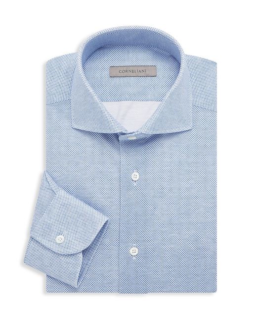 Corneliani Microdesign Jersey Button-Front Shirt