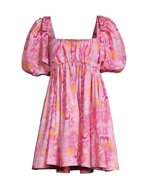Likely Martinique Floral Puff-Sleeve Minidress