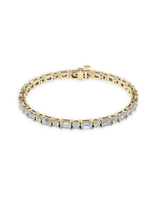 Vrai Tennis Emerald Round 14K Gold Diamond Bracelet