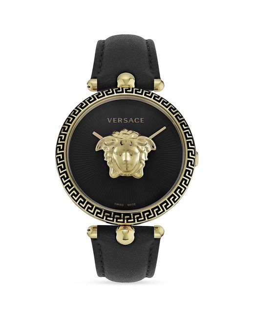 Versace Palazzo Empire Goldtone Stainless Steel Leather Watch