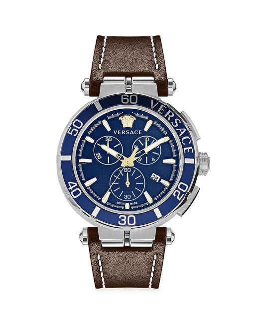 Versace Greca Leather Chronograph Watch