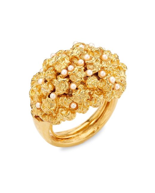 Kenneth Jay Lane 22K Plated Faux Pearl Cluster Ring