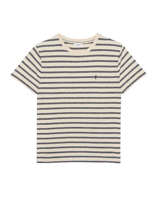 Saint Laurent Striped Cassandre T-Shirt in Jersey