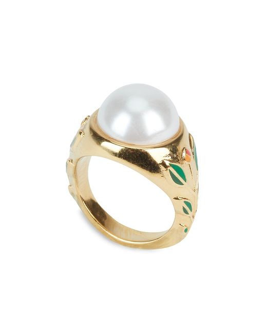 Casablanca Faux Glass Pearl Signet Ring