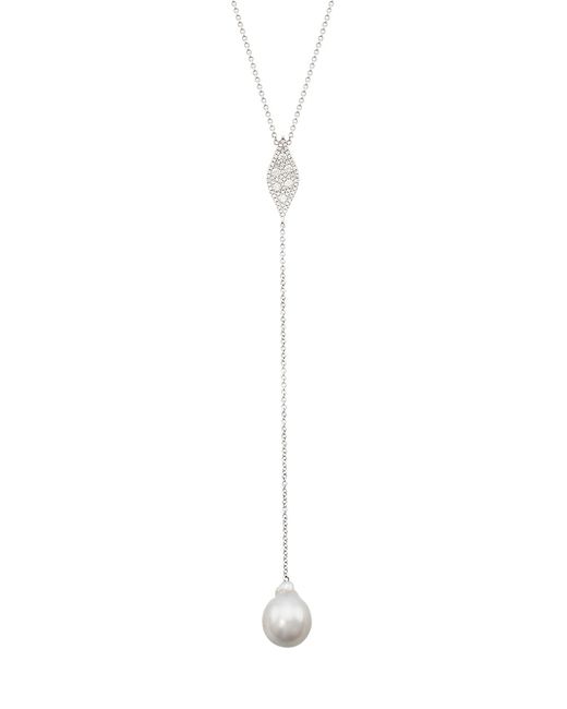 Samira13 18K Tahitian Pearl 0.32 TCW Diamond Y Necklace