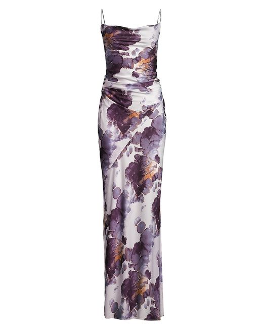 Donna Karan Printed Ruched Side Maxi Dress