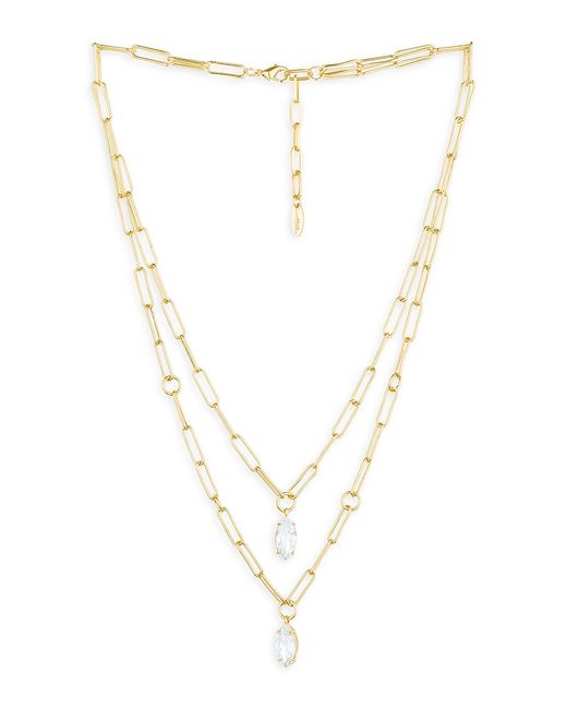 Ettika Double Layered 18K Plated Crystal Pendant Necklace
