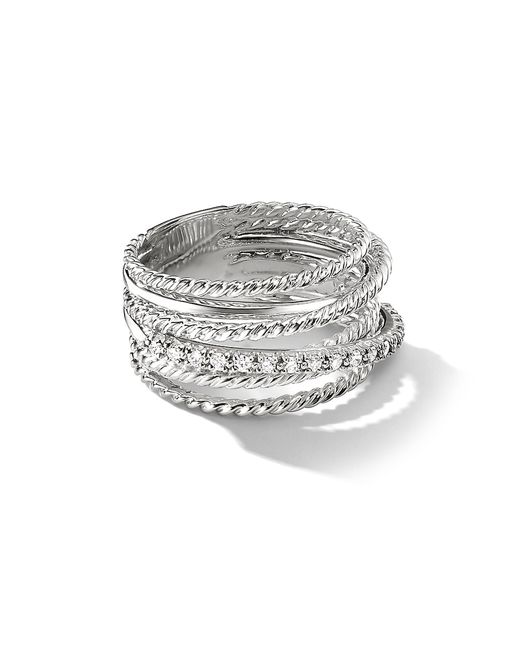 David Yurman Crossover Ring with Pavé Diamonds