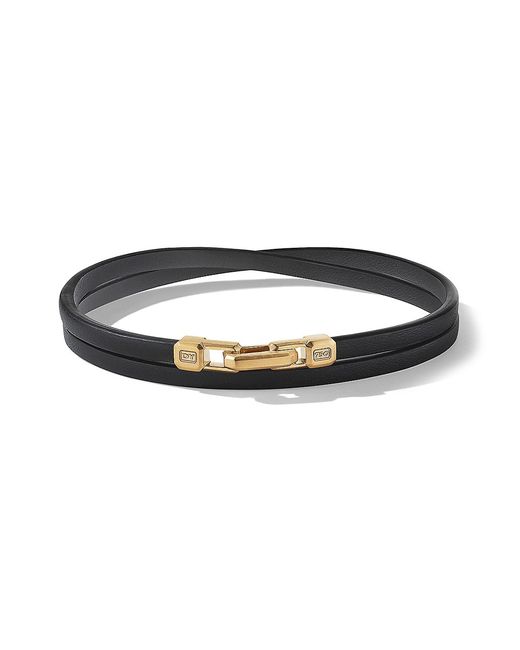 David Yurman Streamline Double Wrap Leather Bracelet with 18K