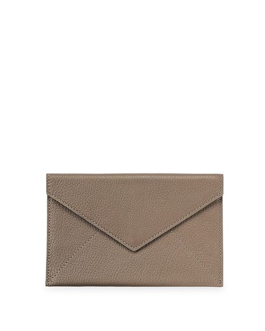 Graphic Image Medium Leather Envelope Taupe