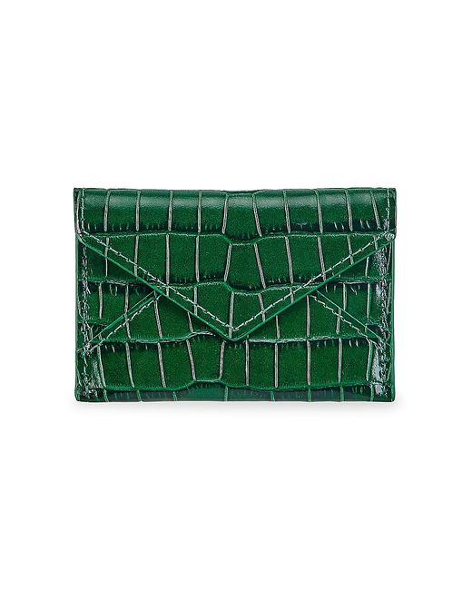 Graphic Image Gemstone Mini Croc-Embossed Leather Envelope Pouch Emerald