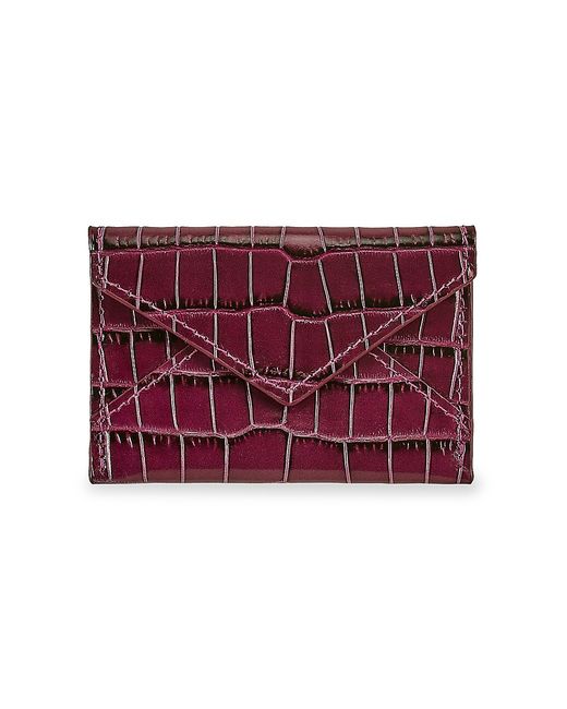 Graphic Image Gemstone Mini Croc-Embossed Leather Envelope Pouch Ruby