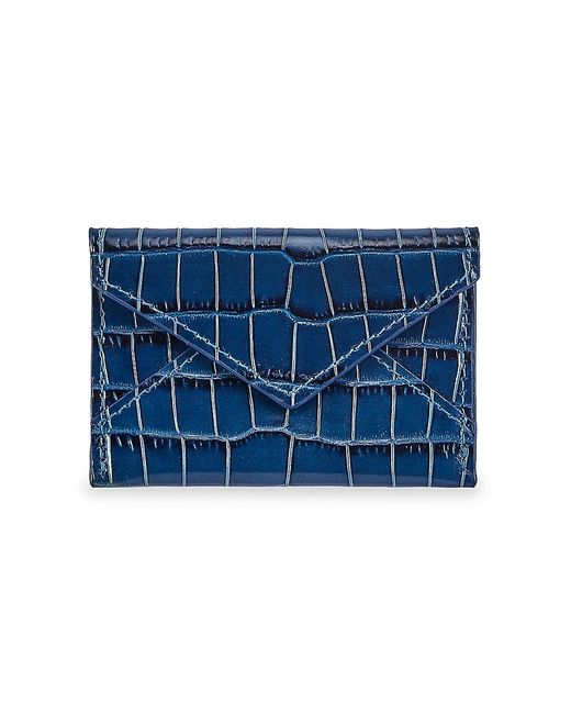 Graphic Image Gemstone Mini Croc-Embossed Leather Envelope Pouch Sapphire
