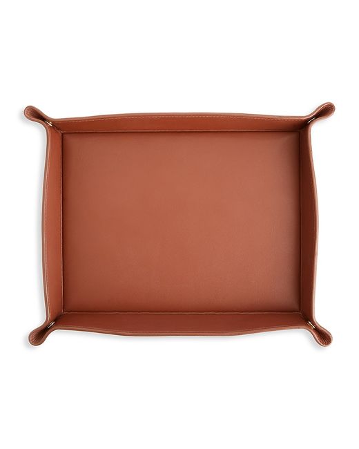 ROYCE New York Large Leather Catchall Valet Tray Tan