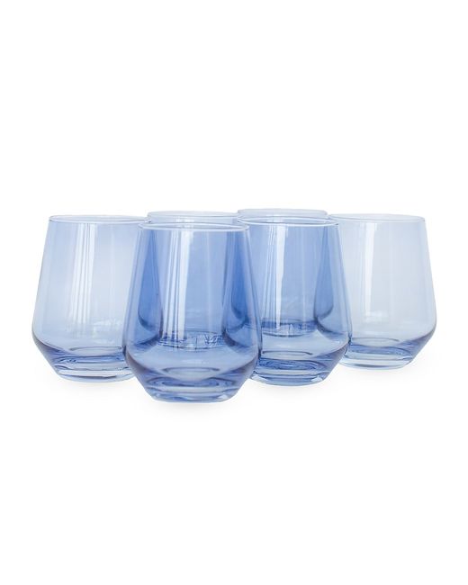 Estelle Colored Glass Tinted Stemless Wine Glasses 6-Piece Set Cobalt