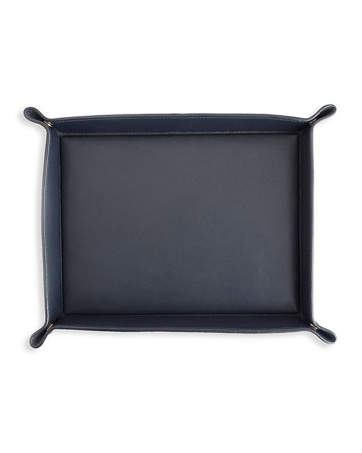 ROYCE New York Large Leather Catchall Valet Tray Navy