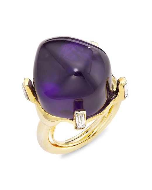 Kenneth Jay Lane 22K-Gold-Plated Glass Adjustable Ring