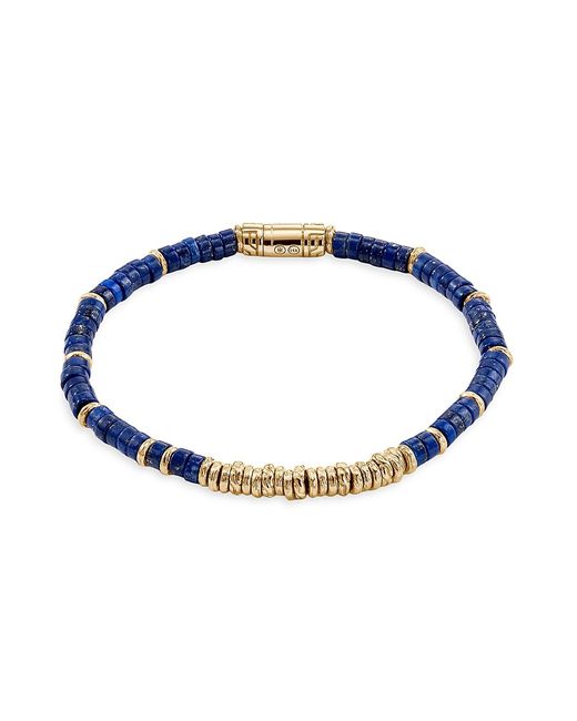 John Hardy Thailand 14K Gold Lapis Lazuli Heishi Beaded Bracelet