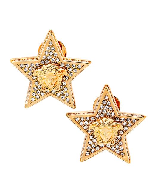 Versace Medusa Goldtone Crystal Star Earrings Gold