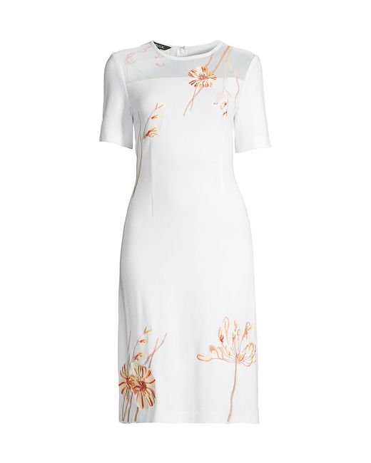 Misook Embroidered Floral Knee-Length Dress