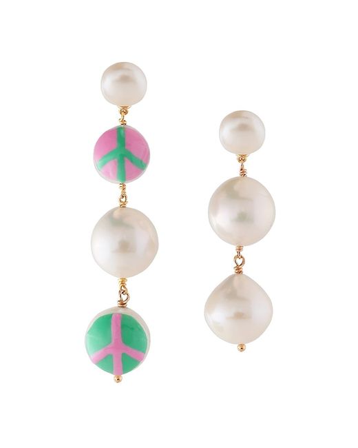 Martha Calvo Peace Out 14K Gold-Plated Freshwater Pearl Mismatched Drop Earrings
