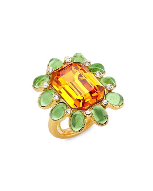Kenneth Jay Lane 22K Gold-Plated Glass Crystal Faux Multi-Gemstone Ring